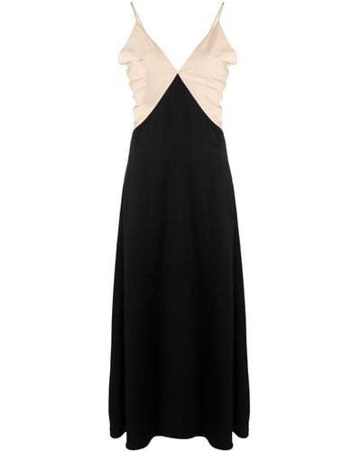 Totême Maxi-jurk Met V-hals - Zwart