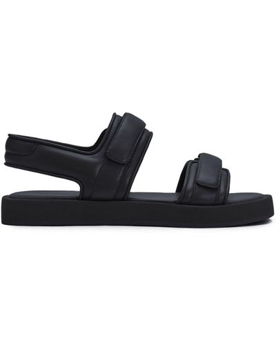 12 STOREEZ Touch-strap Leather Sandals - Black