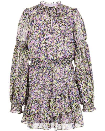 Ted Baker Floral-print Tiered Mini Dress - Purple