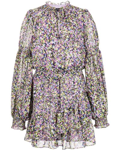 Ted Baker Floral-print Tiered Mini Dress - Purple