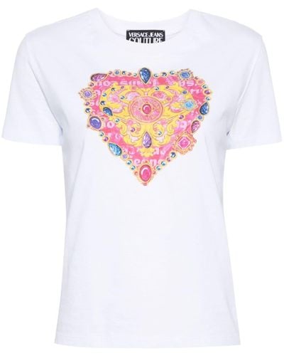 Versace T-shirt Heart Couture en coton - Blanc