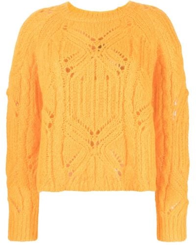 Twin Set Open Cable-knit Long-sleeve Sweater - Yellow