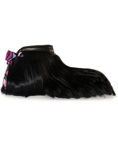 Emilio Pucci Doggy Goat-hair Ankle Boots - Black
