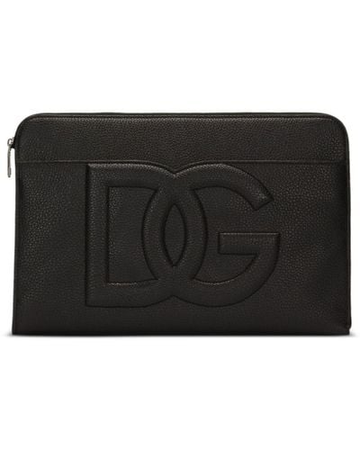 Dolce & Gabbana Große Clutch mit Logo-Prägung - Schwarz