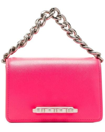 Alexander McQueen Four Ring Mini Leather Shoulder Bag - Pink