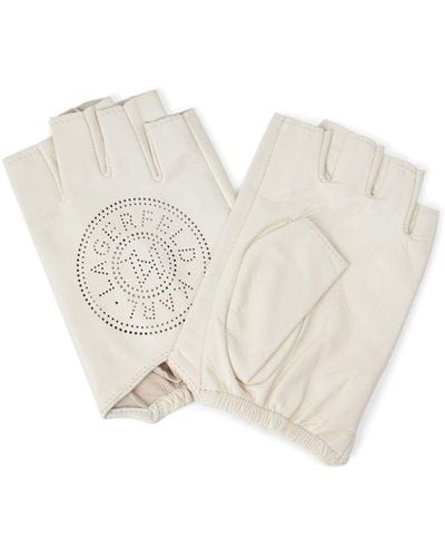 Karl Lagerfeld Leather Fingerless Gloves - White