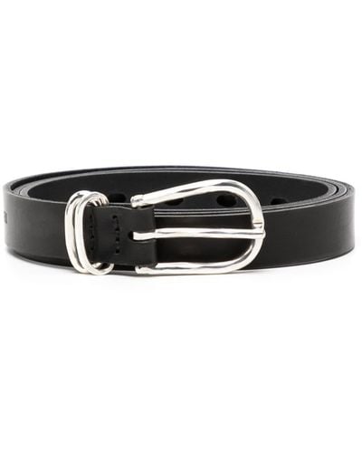 Werkstatt:münchen Elongated-buckle leather belt - Nero