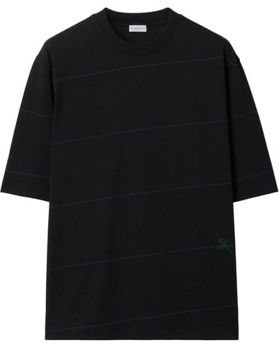 Burberry T-shirt en coton à rayures - Noir