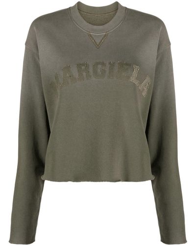 Maison Margiela Logo-patch Cropped Sweatshirt - Green