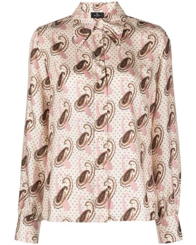 Etro Seidenhemd mit Paisley-Print - Pink