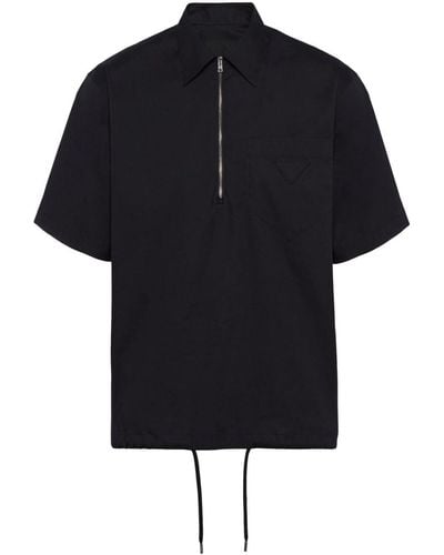 Prada Overhemd Met Korte Mouwen En Rits - Zwart