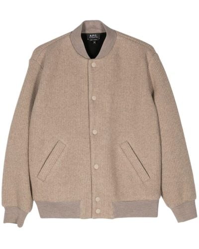 A.P.C. Knitted Bomber Jacket - Natural