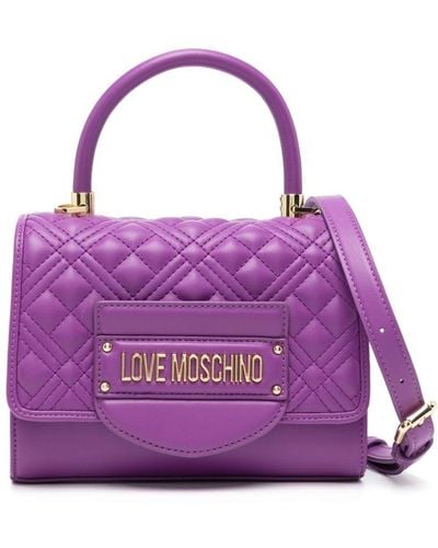 Love Moschino Logo-plaque Quilted Crossbody Bag - Purple