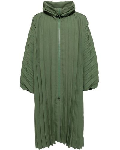 Homme Plissé Issey Miyake Pleated Hooded Coat - Green