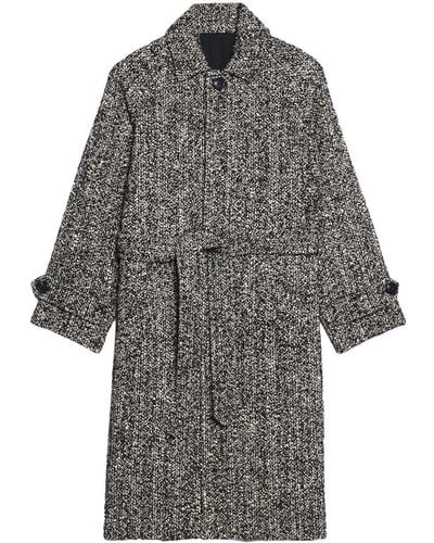 Ami Paris Marl Belted Coat - Grey