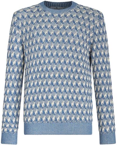 Etro Intarsia-knit Cotton Jumper - Blue