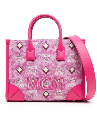 MCM Bolso shopper Munich pequeño en jacquard - Rosa