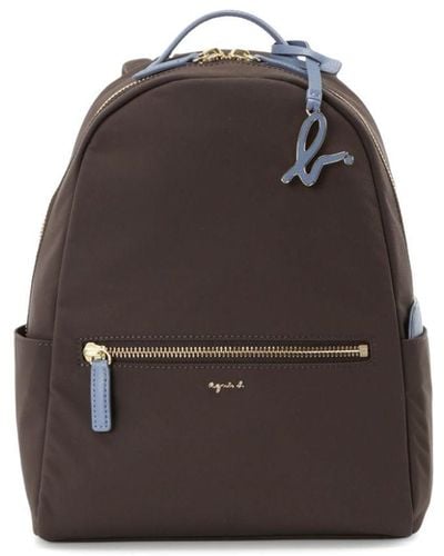 agnès b. Logo-lettering Removable-pouch Backpack - Brown