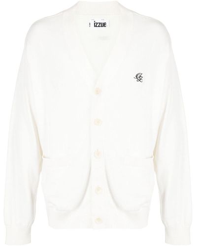 Izzue Cardigan en coton à logo brodé - Blanc