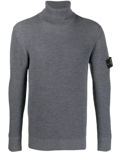 Stone Island Pull en coton à col roulé - Gris