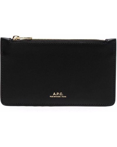 A.P.C. Logo Zipped Wallet - Black