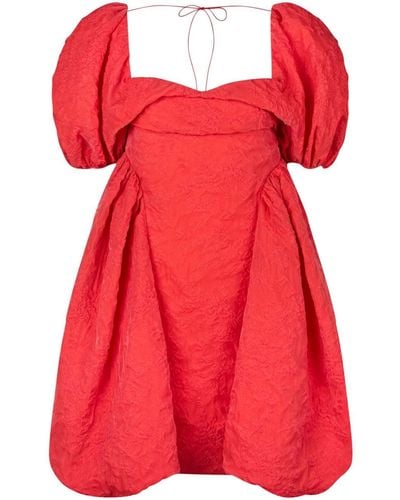 Cecilie Bahnsen Sidra Puff-sleeve Matelassé Dress - Red