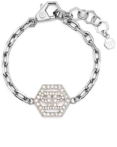 Philipp Plein Hexagon-logo Chain-link Bracelet - White