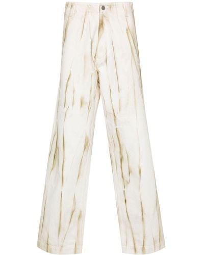 Emporio Armani Abstract-Print Cotton Jeans - White