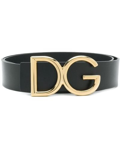 Dolce & Gabbana Riem Met Gesp En Logo - Zwart