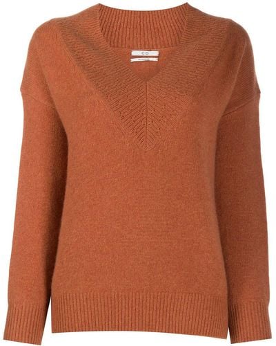 Co. V-neck Cashmere Knit Sweater - Brown