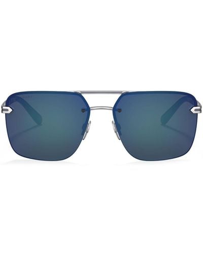 BVLGARI Square-frame Double-bridge Sunglasses - Blue