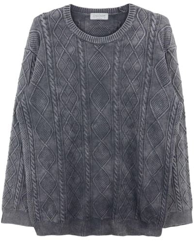 Yohji Yamamoto Cable-knit cotton jumper - Grau