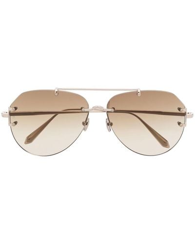 Linda Farrow Duit Pilot-frame Sunglasses - Natural