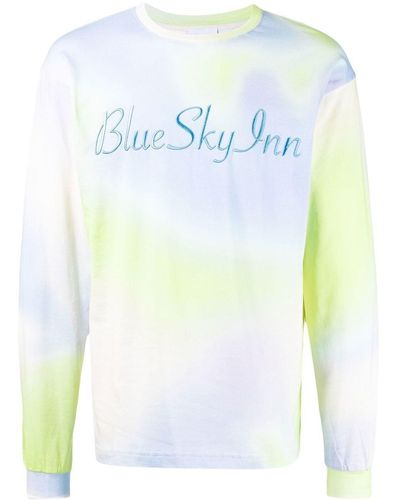 BLUE SKY INN Camiseta con logo bordado y diseño tie-dye - Azul