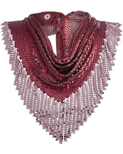 Rabanne Chal Ruby Chainmail con flecos - Rosa