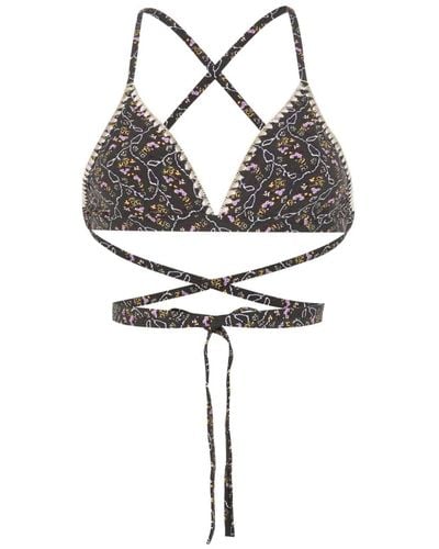 Isabel Marant Solange Floral-print Bikini Top - Black