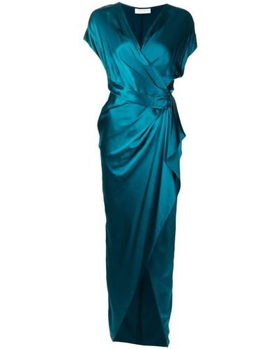 Michelle Mason Wrap Drape-detail Gown - Blue