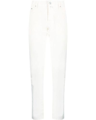 Jacob Cohen Logo-patch Slim-cut Pants - White