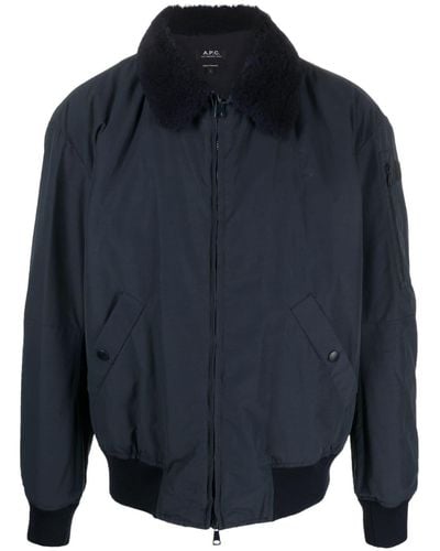 A.P.C. Collared Bomber Jacket - Blue