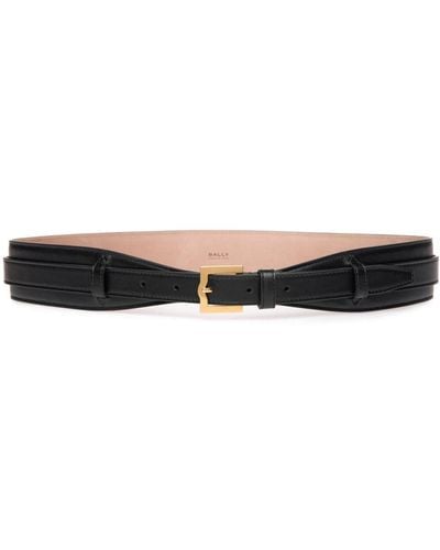 Bally Buckle Leather Belt - Black