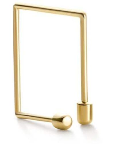 Shihara Pendiente Twist Square 02 en oro amarillo de 18kt - Blanco