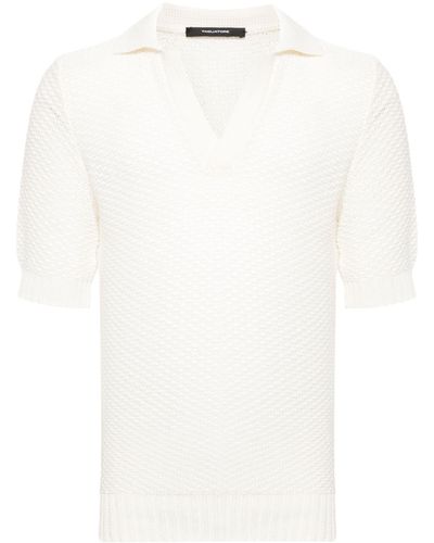 Tagliatore Asher Crochet-knit Polo Shirt - White