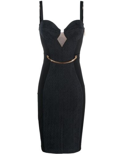 Elisabetta Franchi Vestido midi con detalle de cadena - Negro