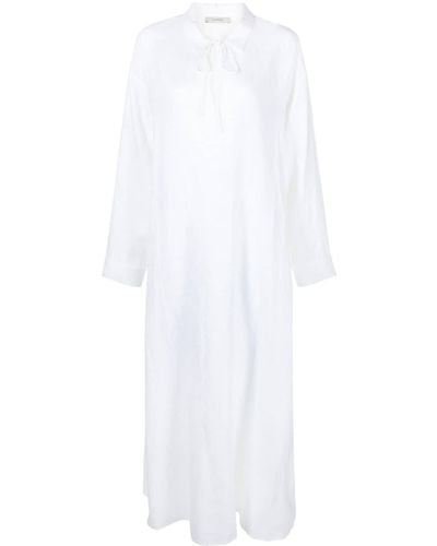 Asceno Robe-chemise longue Lisbon en lin - Blanc