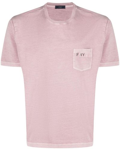 Fay T-shirt Met Logoprint - Roze