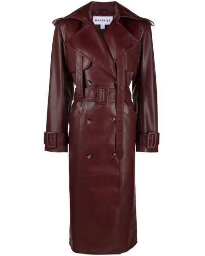 Matériel Faux-leather Trench Coat - Red