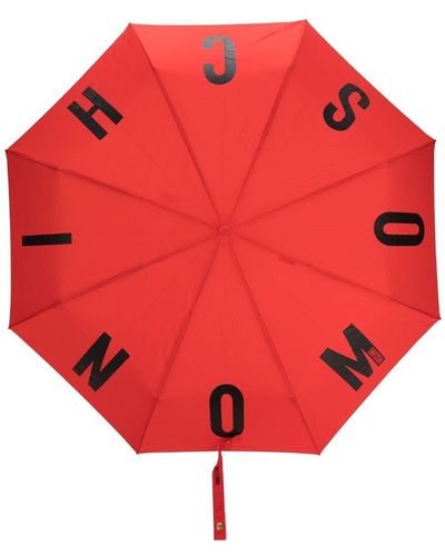 Moschino モスキーノ ロゴ 折りたたみ傘 - レッド