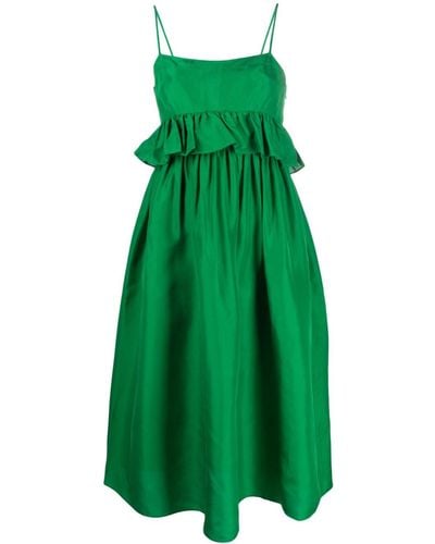 Ulla Johnson Spaghetti-straps Ruffle-detail Dress - Green
