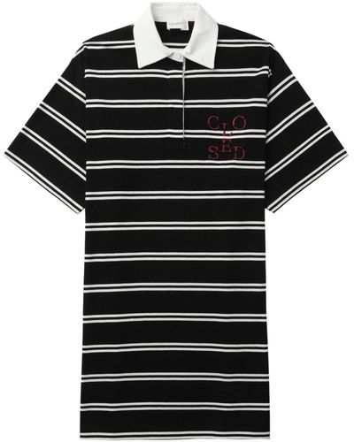 Closed Striped Cotton Polo Dress - Black