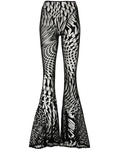 Mugler Pantalon évasé à design transparent - Noir